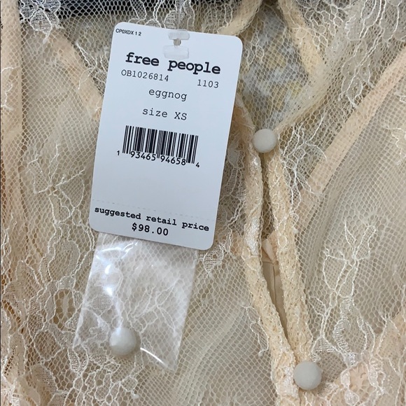 NWT Free People Ruffle short sleeve lace top - Picture 9 of 12